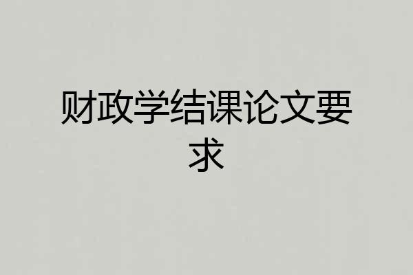 财政学结课论文要求