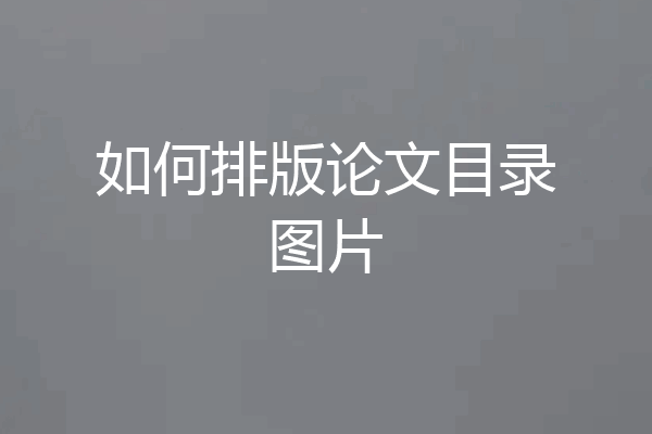 如何排版论文目录图片