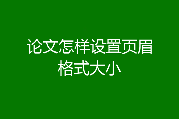 论文怎样设置页眉格式大小