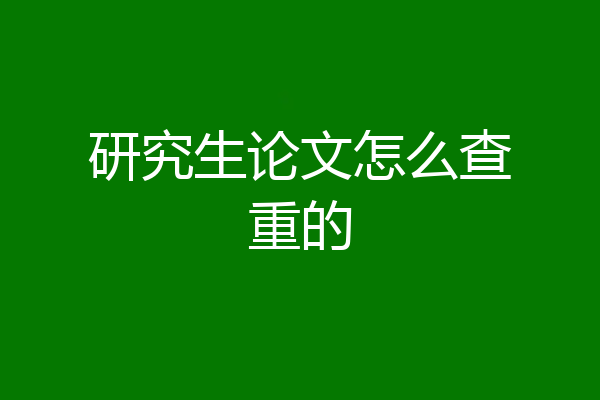 研究生论文怎么查重的