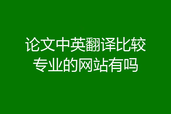 论文中英翻译比较专业的网站有吗