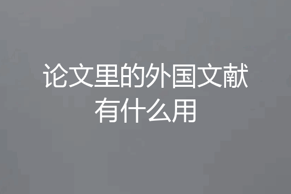 论文里的外国文献有什么用