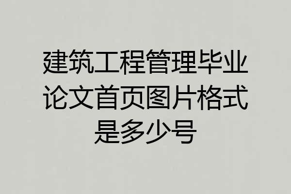 建筑工程管理毕业论文首页图片格式是多少号