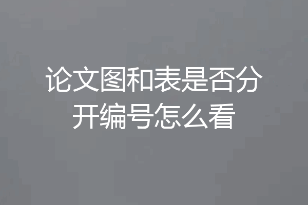 论文图和表是否分开编号怎么看