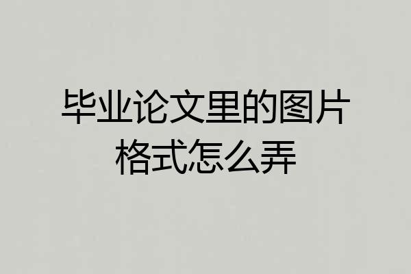 毕业论文里的图片格式怎么弄