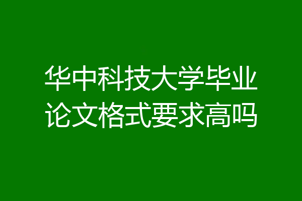 华中科技大学毕业论文格式要求高吗