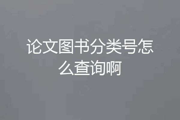 论文图书分类号怎么查询啊