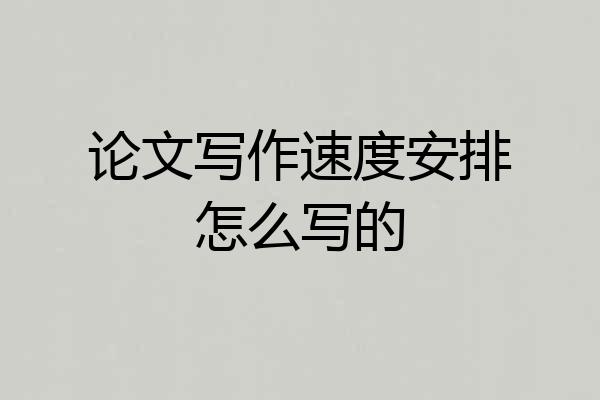 论文写作速度安排怎么写的