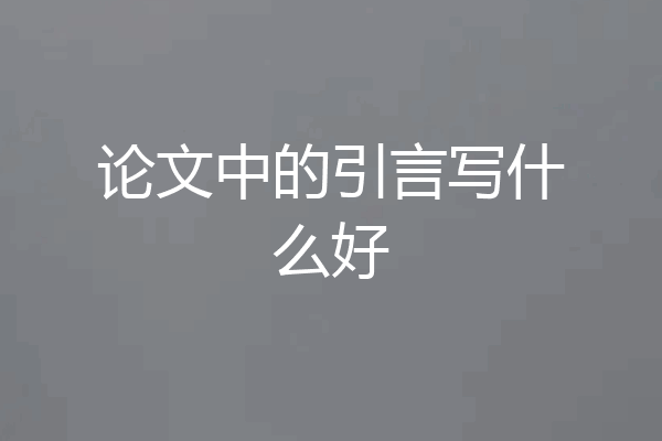 论文中的引言写什么好