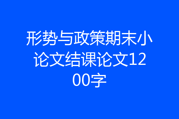 形势与政策期末小论文结课论文1200字