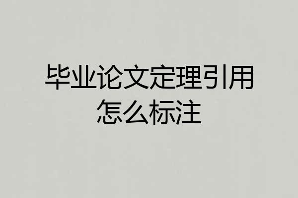 毕业论文定理引用怎么标注