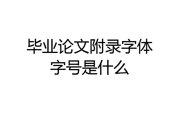 毕业论文附录字体字号是什么