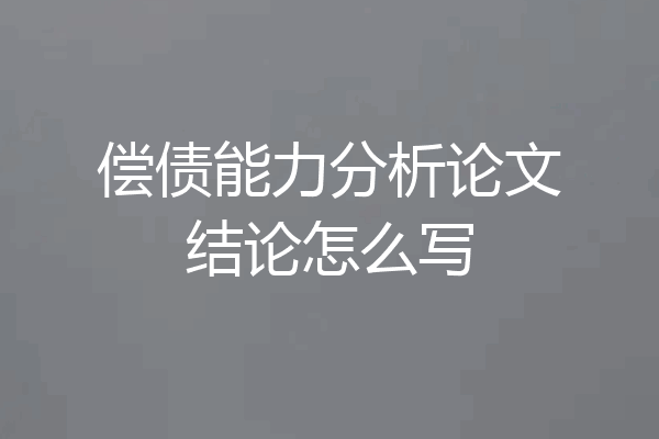 偿债能力分析论文结论怎么写