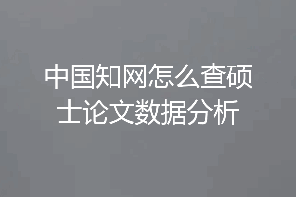 中国知网怎么查硕士论文数据分析