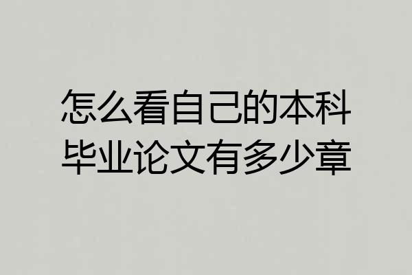 怎么看自己的本科毕业论文有多少章