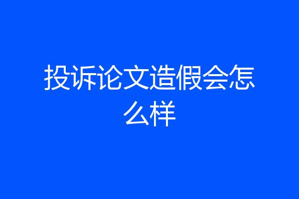 投诉论文造假会怎么样