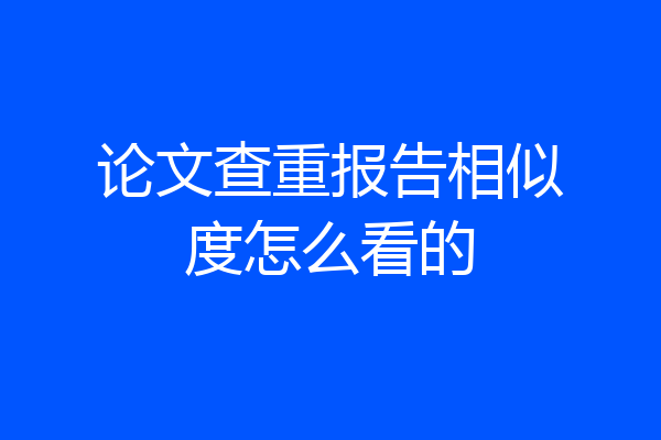 论文查重报告相似度怎么看的