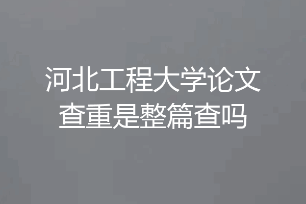 河北工程大学论文查重是整篇查吗
