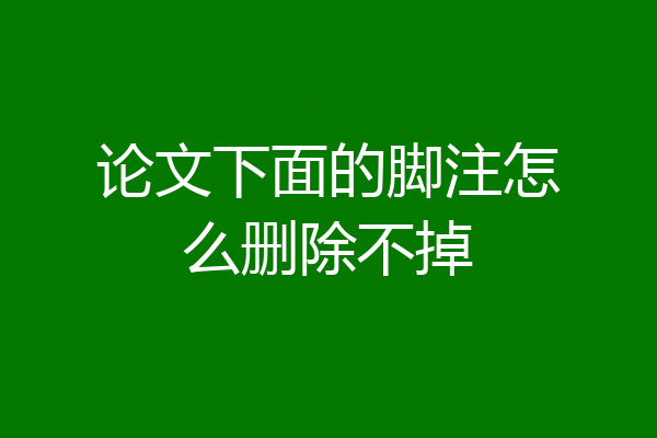 论文下面的脚注怎么删除不掉