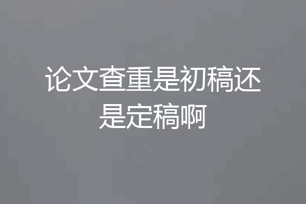 论文查重是初稿还是定稿啊