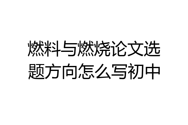 燃料与燃烧论文选题方向怎么写初中