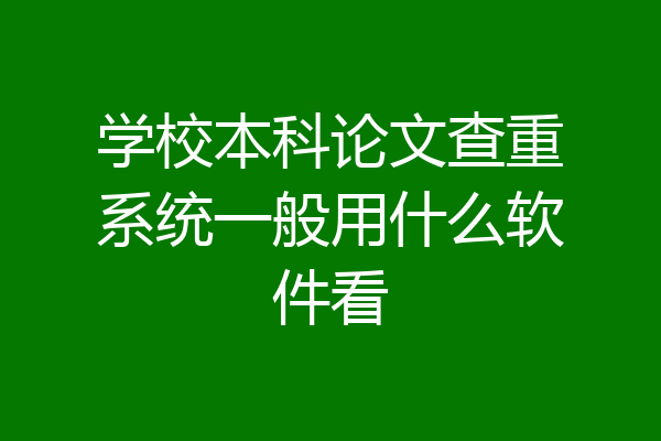 学校本科论文查重系统一般用什么软件看