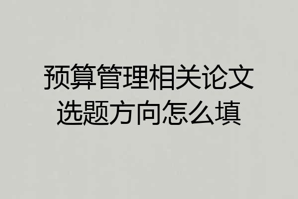 预算管理相关论文选题方向怎么填