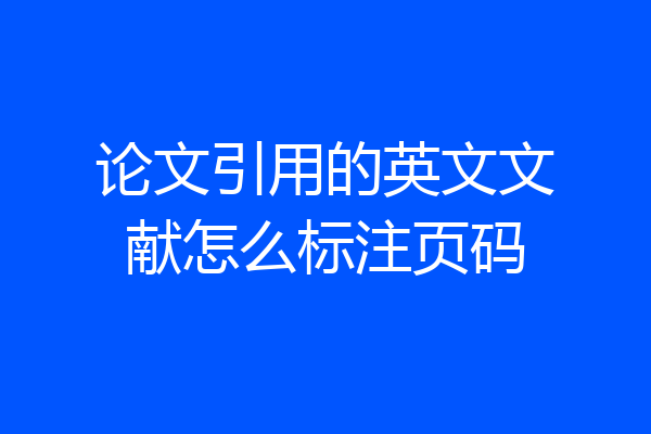 论文引用的英文文献怎么标注页码