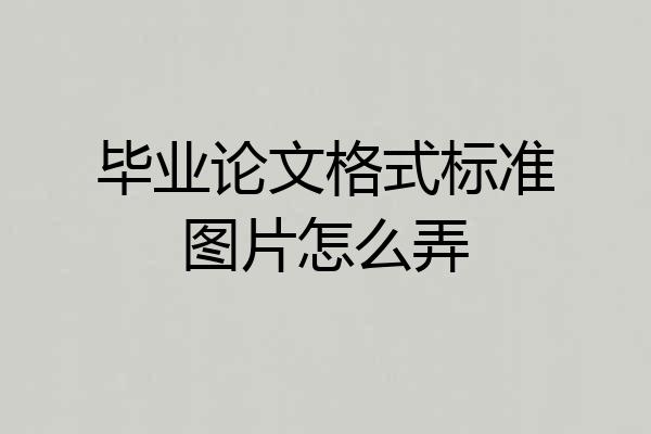 毕业论文格式标准图片怎么弄