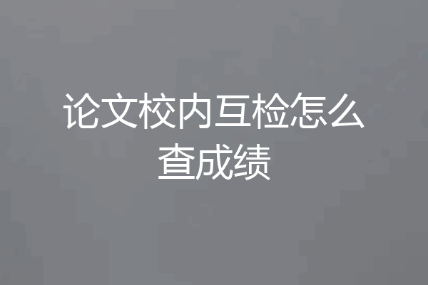 论文校内互检怎么查成绩