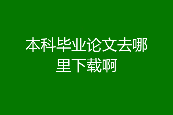 本科毕业论文去哪里下载啊