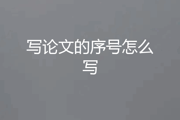 写论文的序号怎么写