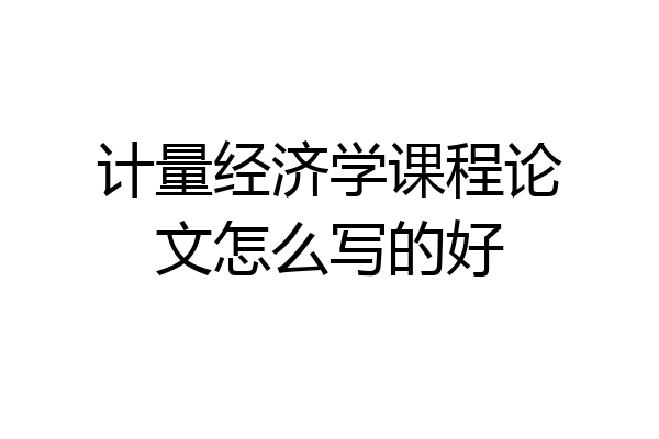计量经济学课程论文怎么写的好