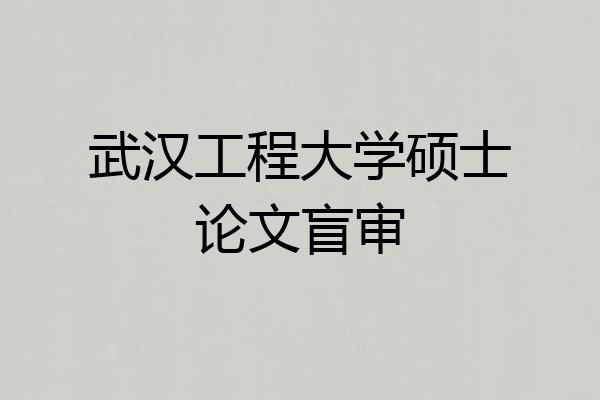 武汉工程大学硕士论文盲审