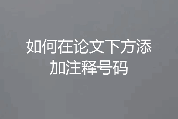 如何在论文下方添加注释号码