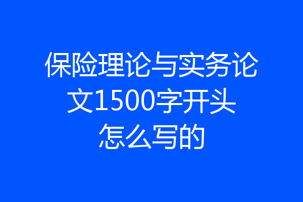 保险理论与实务论文1500字开头怎么写的