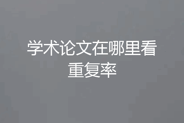 学术论文在哪里看重复率
