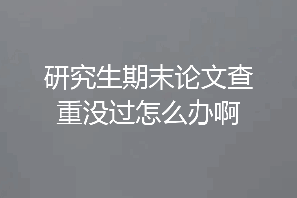 研究生期末论文查重没过怎么办啊