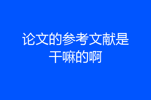 论文的参考文献是干嘛的啊