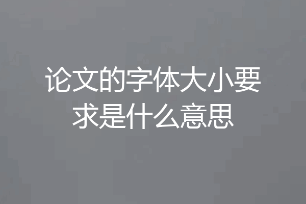 论文的字体大小要求是什么意思