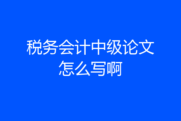 税务会计中级论文怎么写啊