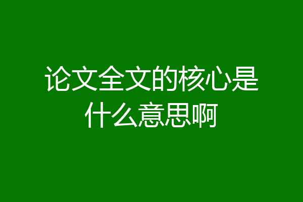 论文全文的核心是什么意思啊