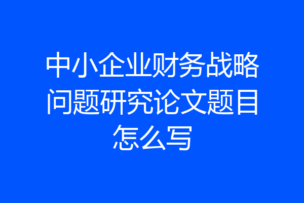 中小企业财务战略问题研究论文题目怎么写