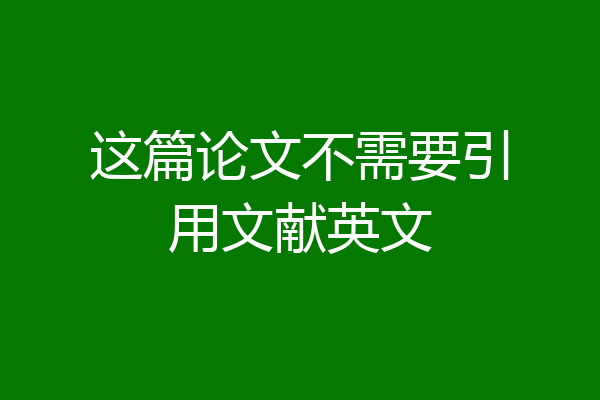 这篇论文不需要引用文献英文