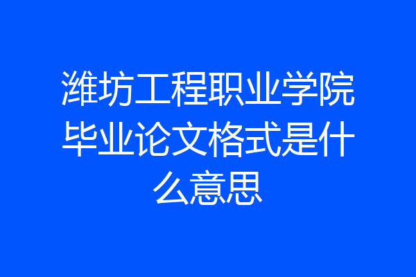 潍坊工程职业学院毕业论文格式是什么意思