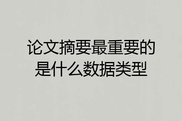 论文摘要最重要的是什么数据类型