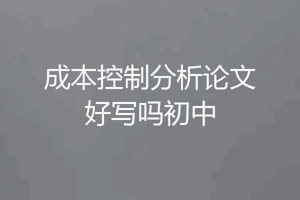 成本控制分析论文好写吗初中