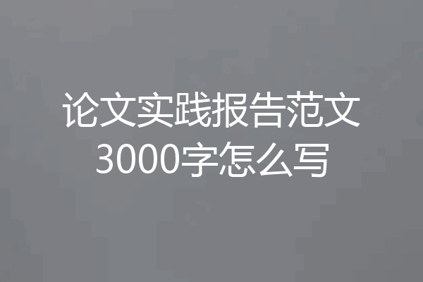 论文实践报告范文3000字怎么写