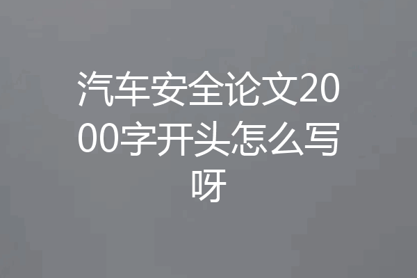 汽车安全论文2000字开头怎么写呀