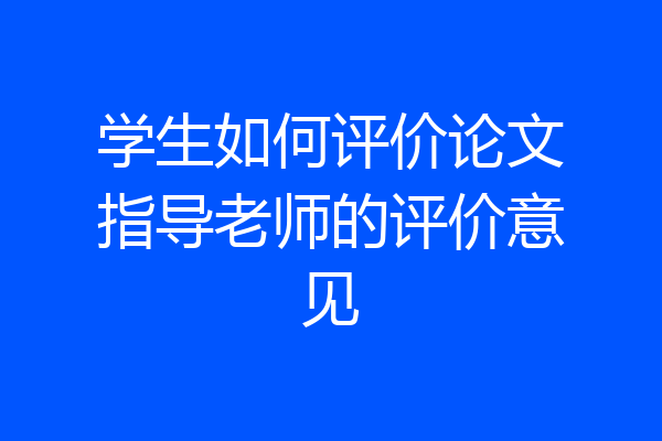 学生如何评价论文指导老师的评价意见